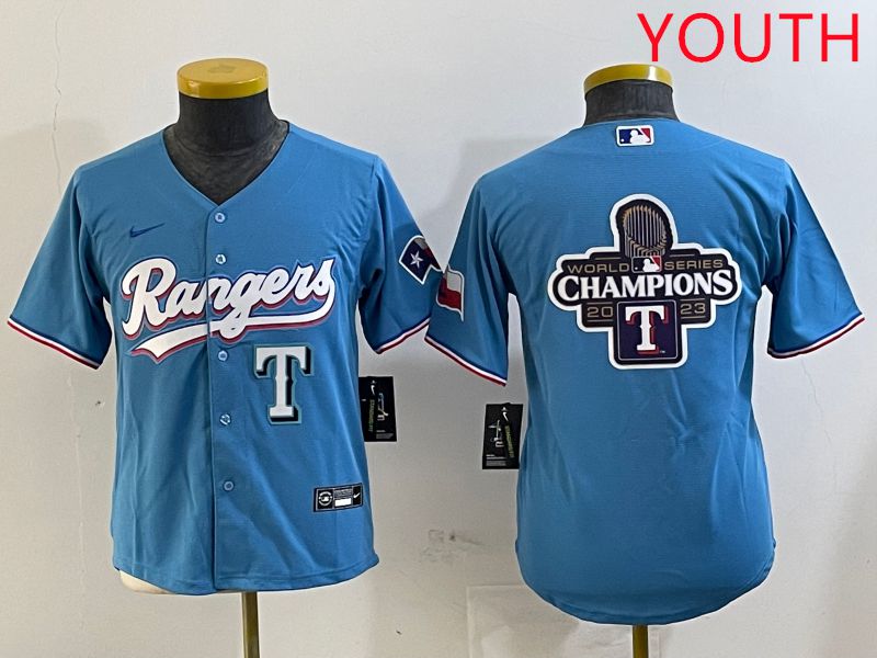 Youth Texas Rangers Blank Light Blue Game 2025 Nike MLB Jersey style 8